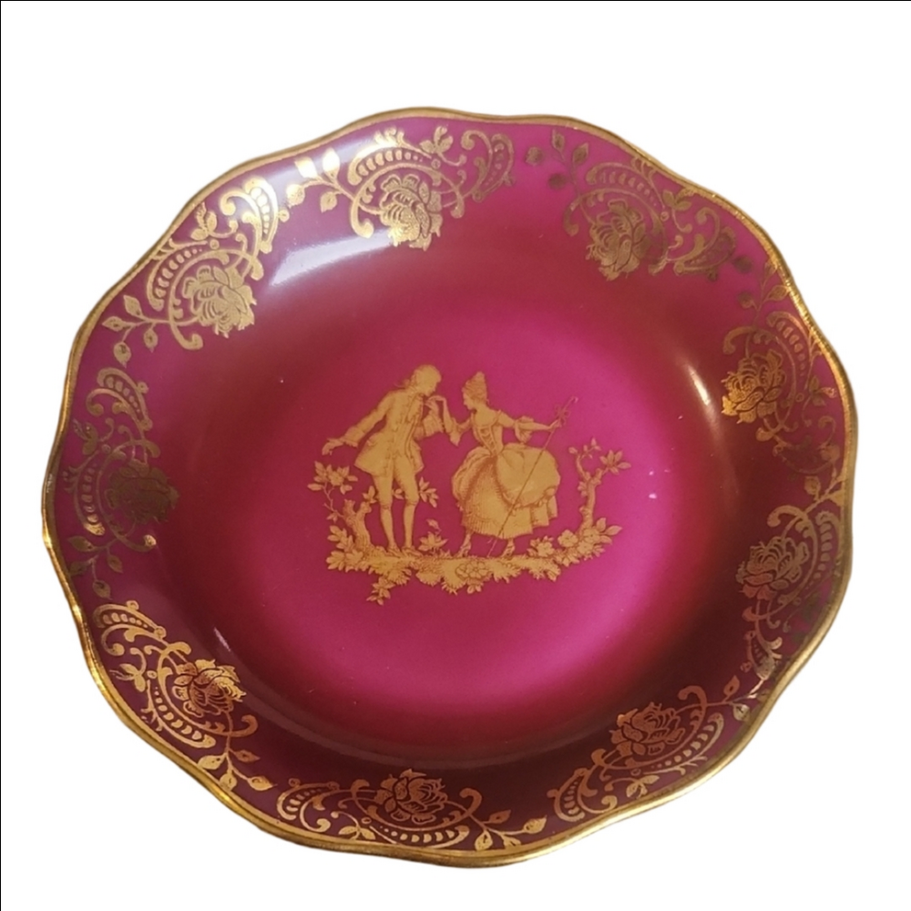 Limoges Gold and Pink Decorative Plate